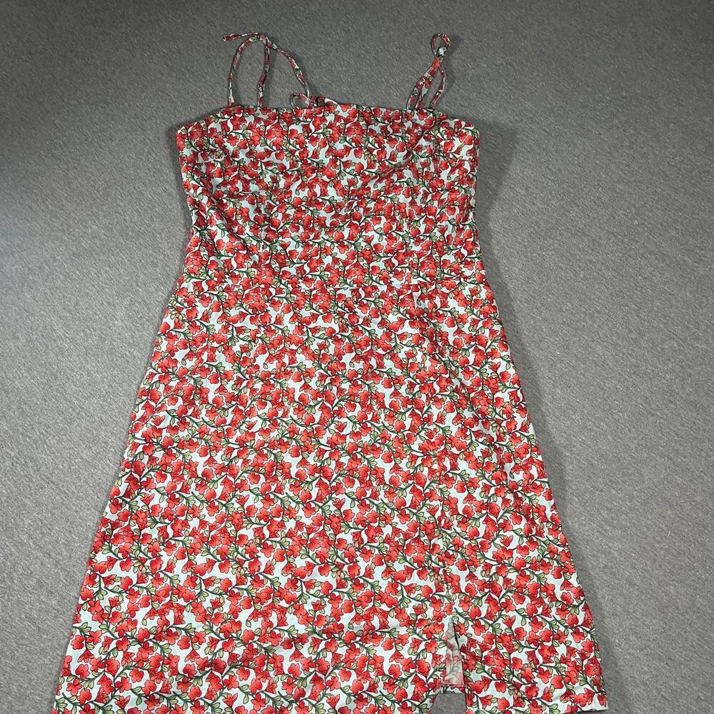 B Smart Floral Print Spaghetti Strap Womans Small Summer Dress With Front Slit